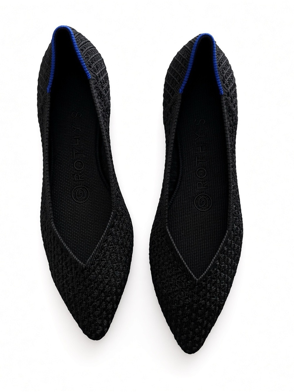 Rothy's The Point Black Honeycomb- Size 6 Flats New With Box